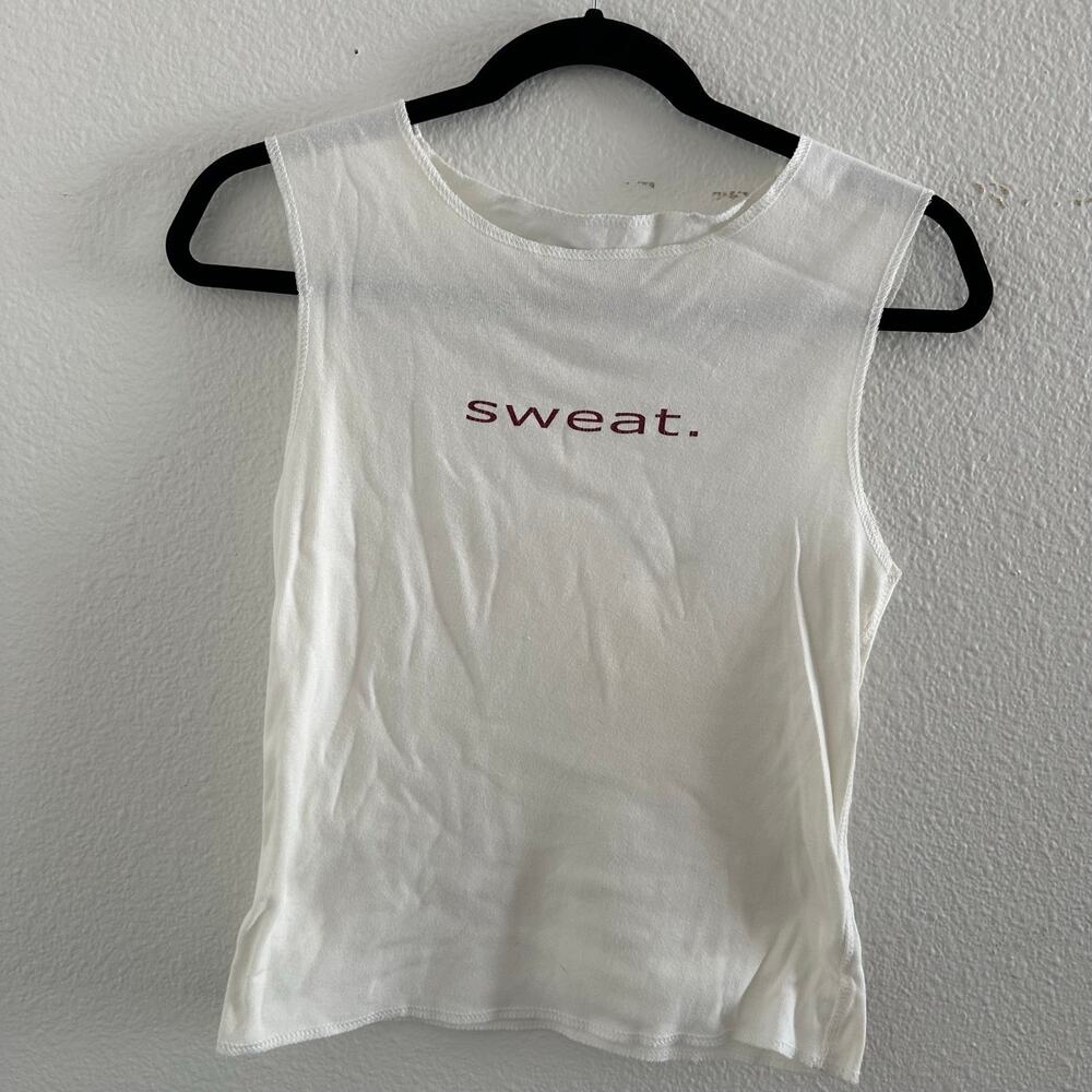 90's vintage Fitigues Sweat Cotton Muscle Tank Top White Size Small